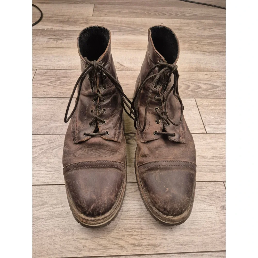 Thursday Boot Company Casa Moto‎ Brown Leather Combat Boots Rugged Lace Up Sz 14